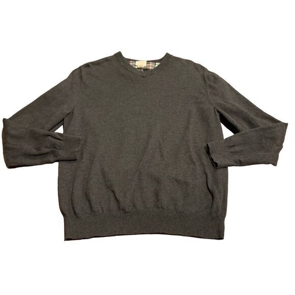 Bowen & Wright Men’s Grey V-Neck Pullover Dark Academia Sweater Large - Picture 1 of 6